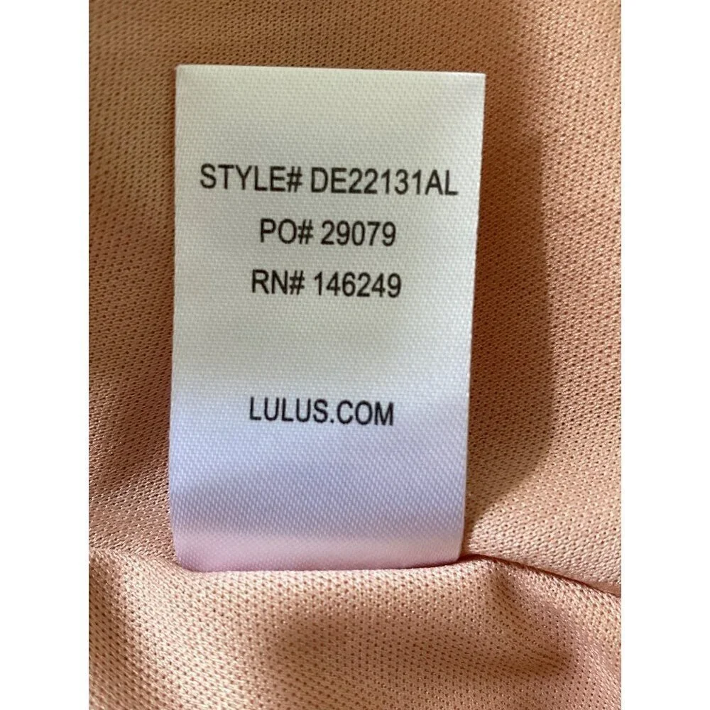 Lulus Peach Lawson Skater Dress With Deep V-Neckline & Open Back Design Size L - Picture 12 of 12